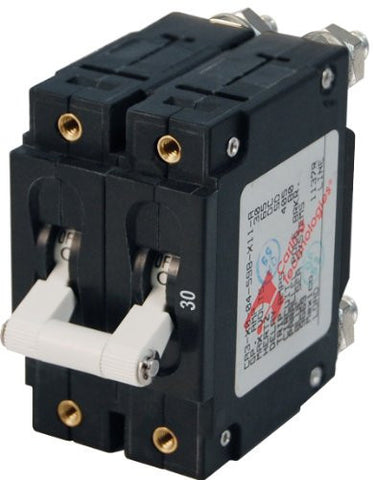 Blue Sea Systems C-Series White Toggle Double Pole 30A Circuit Breaker