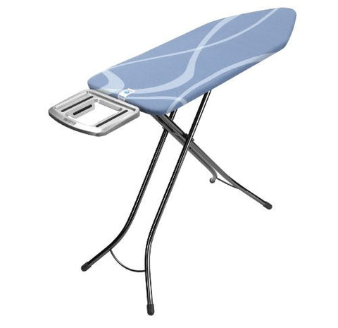 Brabantia 10044 124 by 45-Inch Ironing Board with 25mm Metallic Black Frame and Swirl Cover Stainless Steel Solid Steam Iron Rest