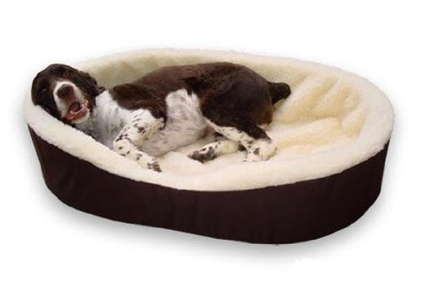 Dog Bed King USA Extra Large Imitation Lambswool Dog Bed- 42-Inch by 32-Inch by 7-Inch- Brown