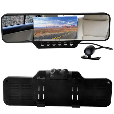 E-PRANCE Car DVR Rearview Mirror HD 4.3 Inch TFT+360 Degree Full View+G-Sensor+Night Vision w/Dual Swivel Front Cameras+Rear Backup Camera