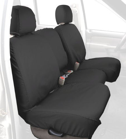 Covercraft Custom-Fit Rear-Second Seat Bench SeatSaver Seat Covers - Polycotton Fabric, Charcoal Black