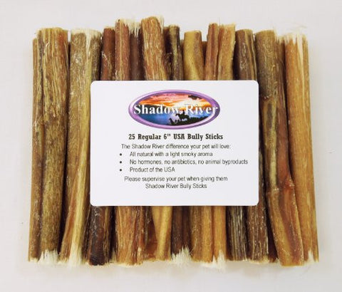 6 Inch Regular - 25 Pack - Free Range Bully Sticks - Product of the USA