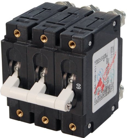 Blue Sea Systems C-Series White Toggle Triple Pole 60A Circuit Breaker