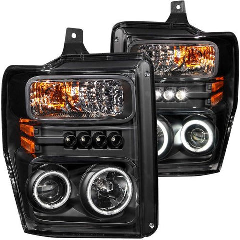 Anzo USA 111168 Black Halo Projector Headlight with Clear Lens and Amber Reflector for Ford F-250/Super Duty