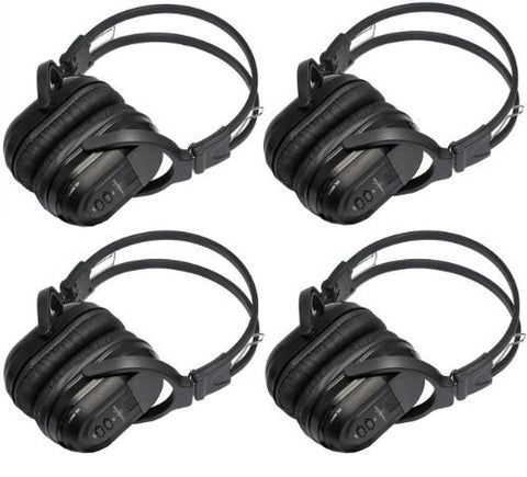 4 Pack of Two Channel Folding Universal Rear Entertainment System Infrared Headphones Wireless IR DVD Player Head Phones for in Car TV Video Audio Listening