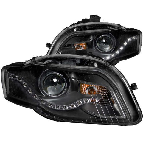 AnzoUSA 121318 Black Clear R8 LED Style Projector Headlight for Audi A4/S4/RS4 - (Sold in Pairs)